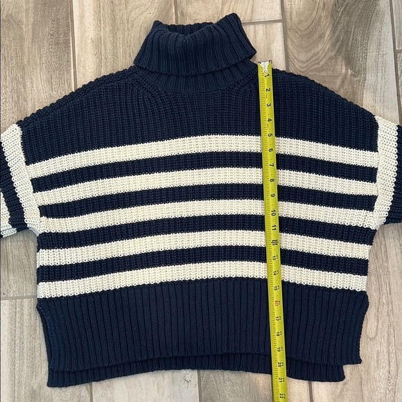 Madewell Blue and White Turtleneck Sweater Striped Design - Picture 10 of 11